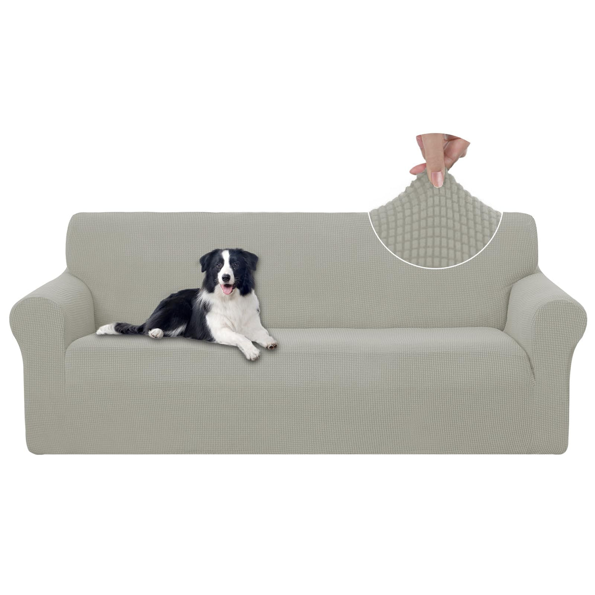 U-NICE HOME Stretch Couch Cover Slipcover for 3 Cushion Sofa, Chocolate