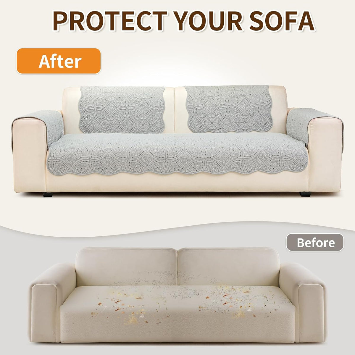 Floral Pattern Non-Slip Quilted Sectional Couch Covers Washable
