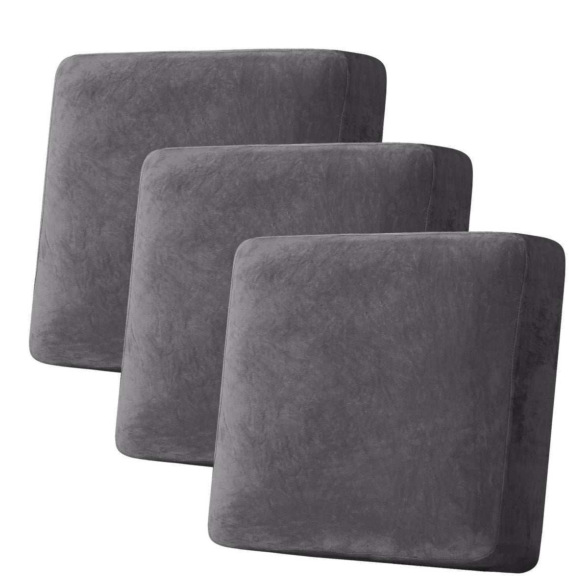 H.VERSAILTEX Velvet Stretch Couch Cushion Cover Plush Cushion Slipcover for Chair Loveseat Sofa Cushion Furniture Protector Seat Cushion Sofa Cover (3 Piece Sofa Cushion Covers, Ivory)