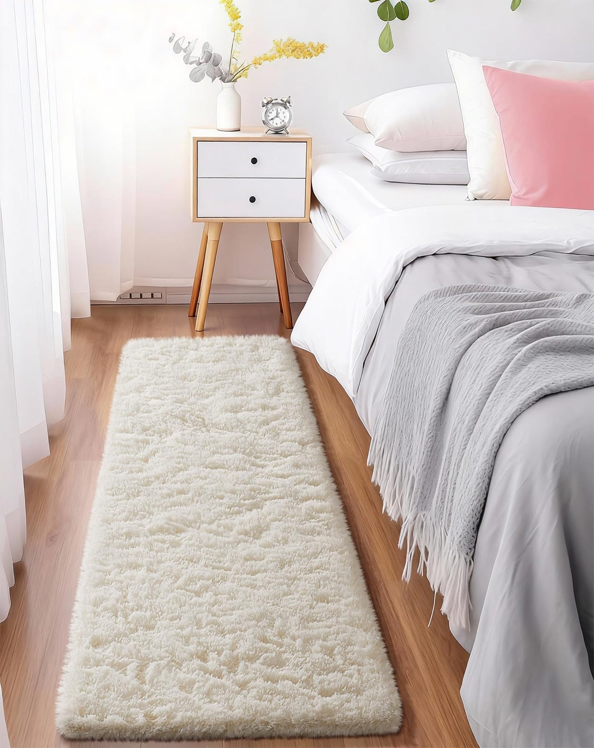 Ophanie Area Rugs for Living Room Bedroom, Washable Non-Slip Fluffy Soft Grey Shag Carpet, Indoor Floor Gray 4x6 Fuzzy Shaggy Living Room Plush Rug for Kids Home Dorm Decor Aesthetic