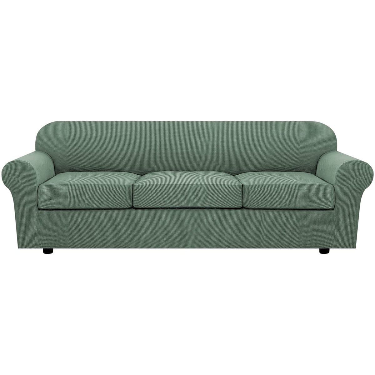 H.VERSAILTEX 4 Piece Stretch Sofa Covers for 3 Cushion Couch Covers for Living Room Furniture Slipcovers (Base Cover Plus 3 Seat Cushion Covers) Upgraded Thicker Jacquard Fabric (Sofa, Navy)