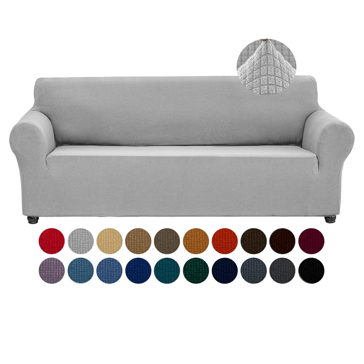 Joccun Stretch Couch Cover Slipcovers, 1-Piece Sofa Covers for 3 Cushion Couch Spandex Jacquard Washable Furniture Protector Cover for Living Room,Kids,Pets(Sofa,Black)