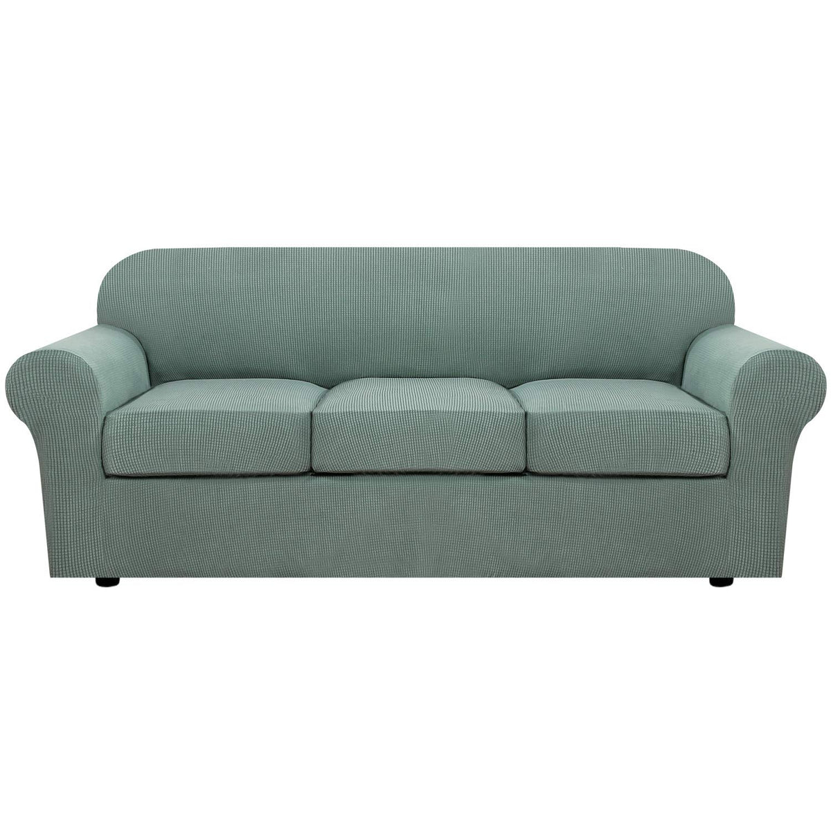 H.VERSAILTEX 4 Piece Stretch Sofa Covers for 3 Cushion Couch Covers for Living Room Furniture Slipcovers (Base Cover Plus 3 Seat Cushion Covers) Upgraded Thicker Jacquard Fabric (Sofa, Navy)