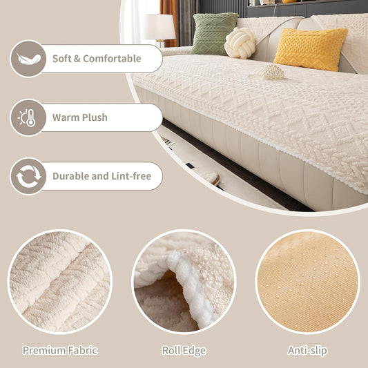 Funny Fuzzy Pet Couch Covers for 3 Seats, White, 1PC, 35.4"x83"
