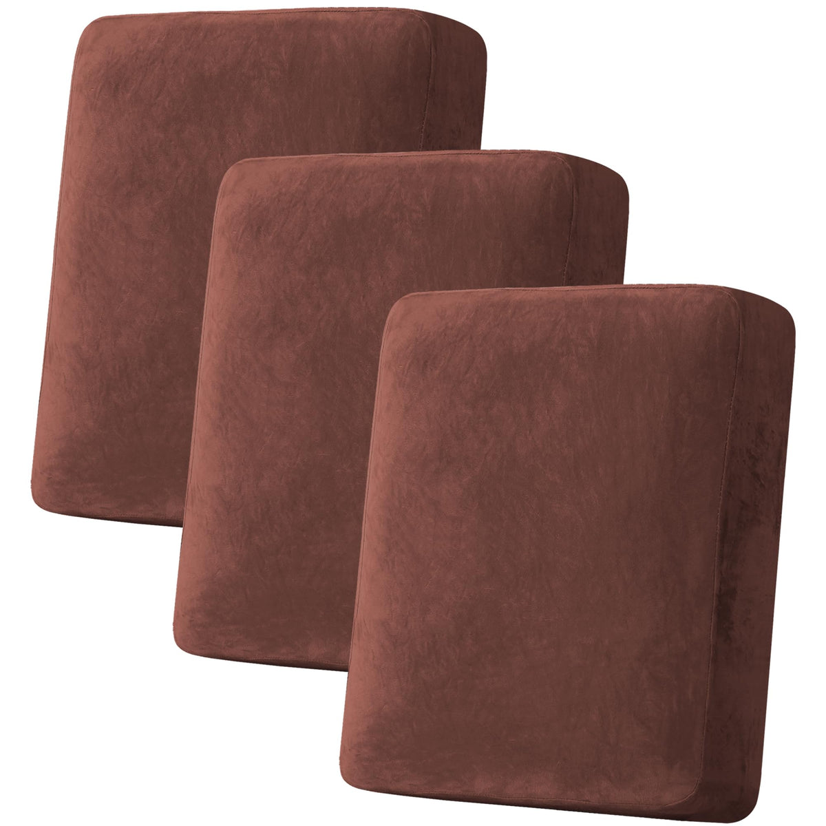 H.VERSAILTEX Velvet Stretch Couch Cushion Cover Plush Cushion Slipcover for Chair Loveseat Sofa Cushion Furniture Protector Seat Cushion Sofa Cover (3 Piece Sofa Cushion Covers, Ivory)