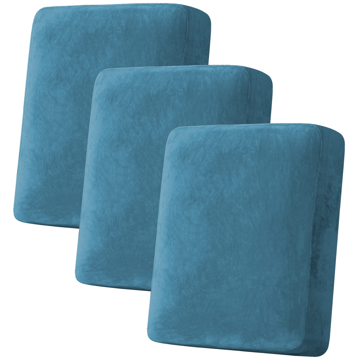 H.VERSAILTEX Velvet Stretch Couch Cushion Cover Plush Cushion Slipcover for Chair Loveseat Sofa Cushion Furniture Protector Seat Cushion Sofa Cover (3 Piece Sofa Cushion Covers, Ivory)