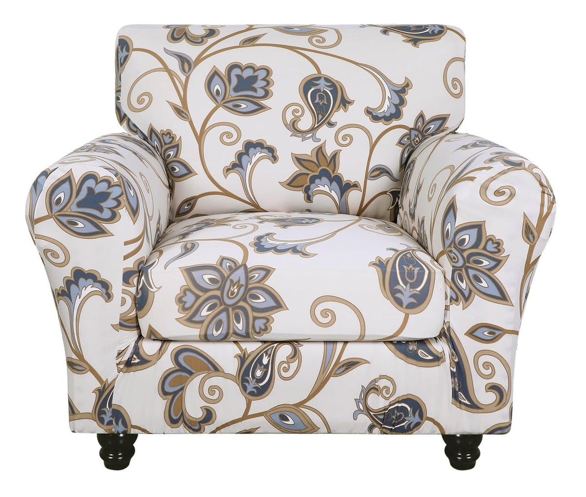 SearchI Stretch Sofa Cover Printed Couch Cover, Floral Pattern 4 Pieces Sofa Slipcover with 3 Separate Cushion Cover, Washable Furniture Protector for Living Room(Sofa, Yellow+Flower)