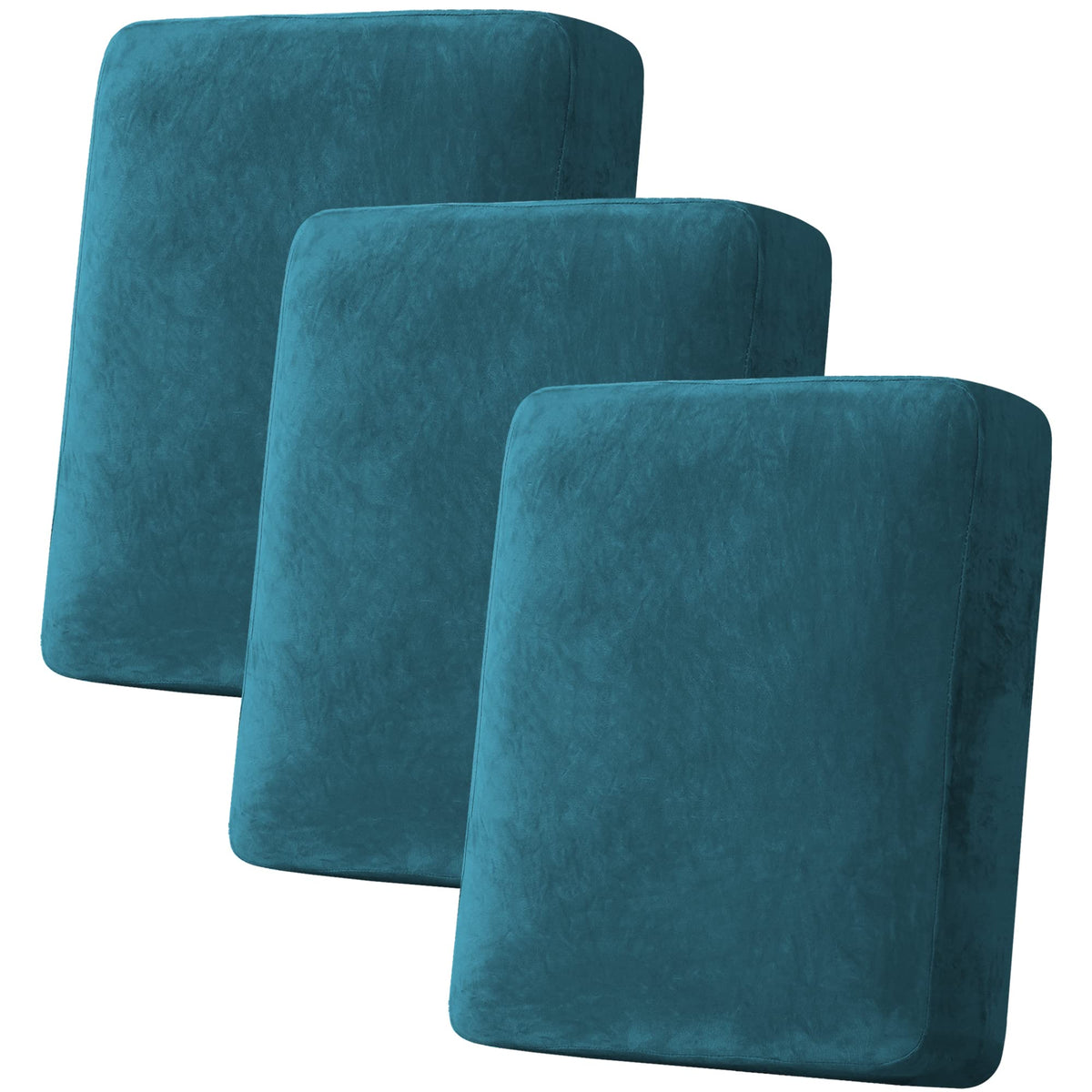 H.VERSAILTEX Velvet Stretch Couch Cushion Cover Plush Cushion Slipcover for Chair Loveseat Sofa Cushion Furniture Protector Seat Cushion Sofa Cover (3 Piece Sofa Cushion Covers, Ivory)