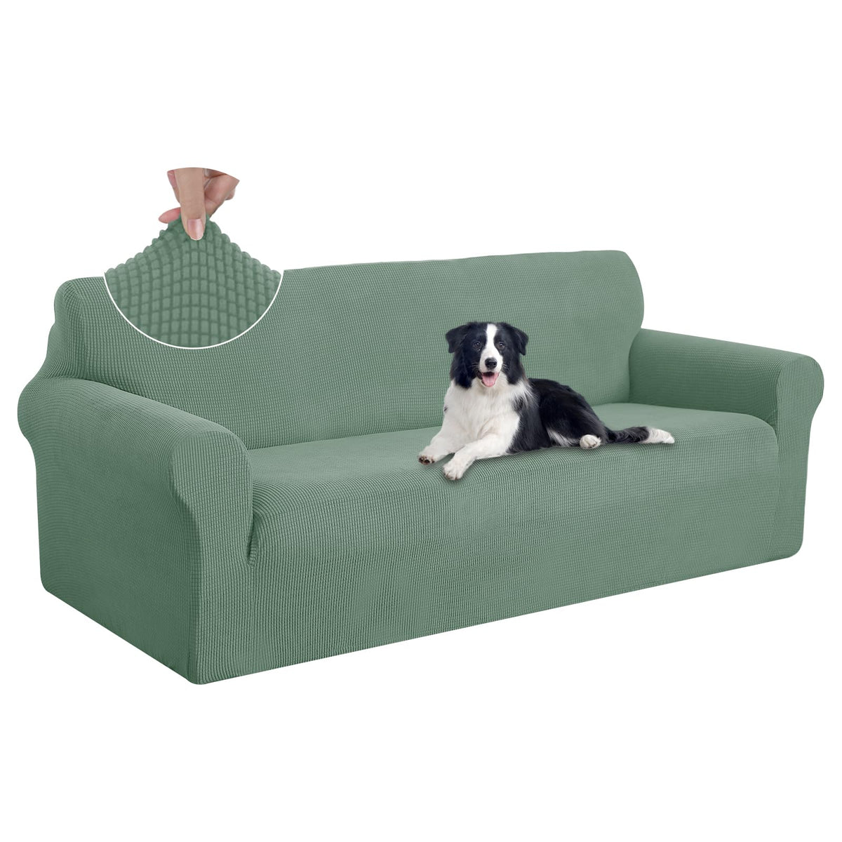 U-NICE HOME Stretch Couch Cover Slipcover for 3 Cushion Sofa, Chocolate