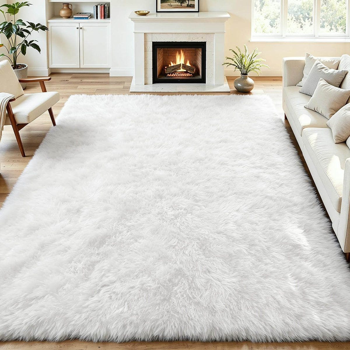 Tosuoka 8x10 Area Rugs for Living Room Bedroom, Black Rug Soft Fluffy Shag