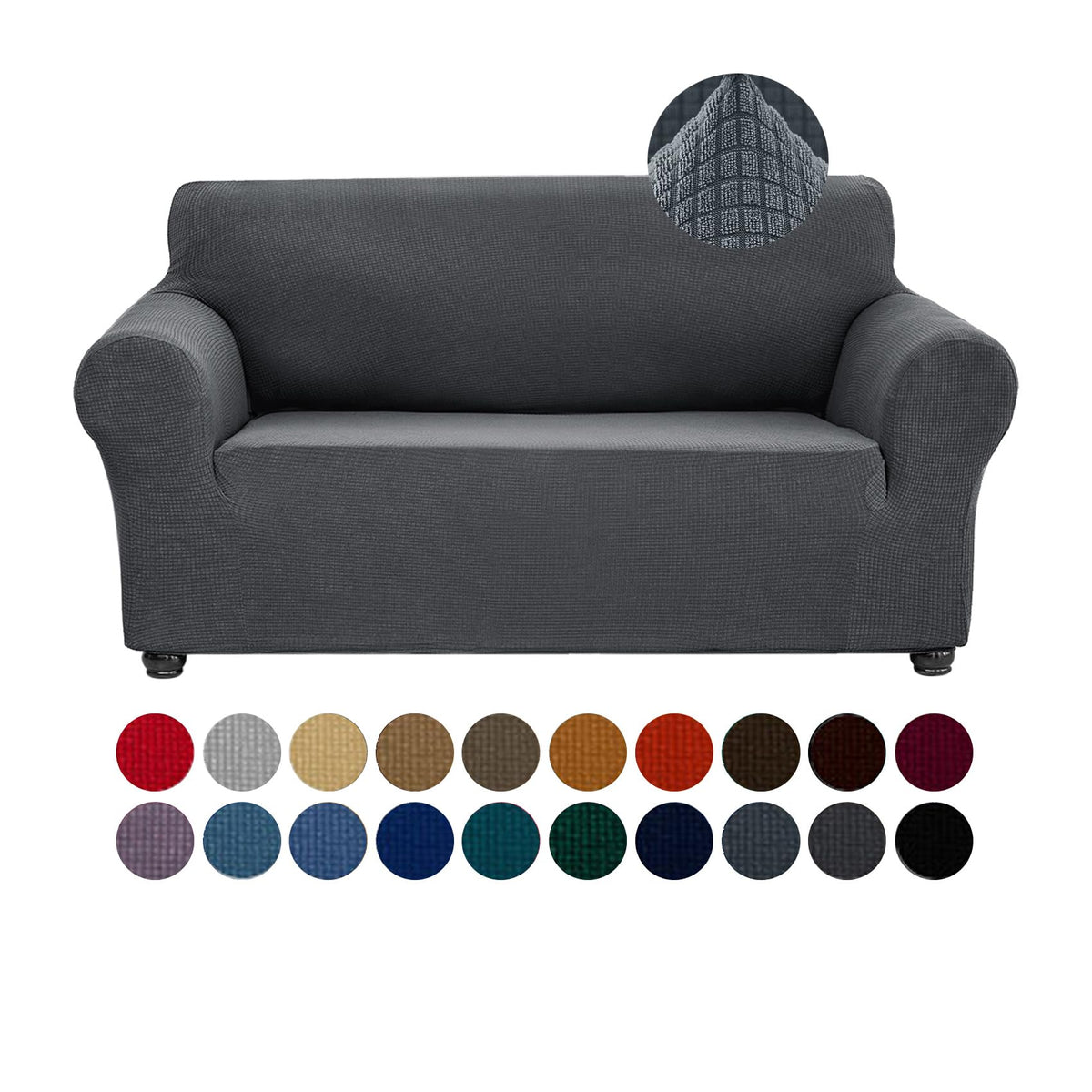 Joccun Stretch Couch Cover Slipcovers, 1-Piece Sofa Covers for 3 Cushion Couch Spandex Jacquard Washable Furniture Protector Cover for Living Room,Kids,Pets(Sofa,Black)