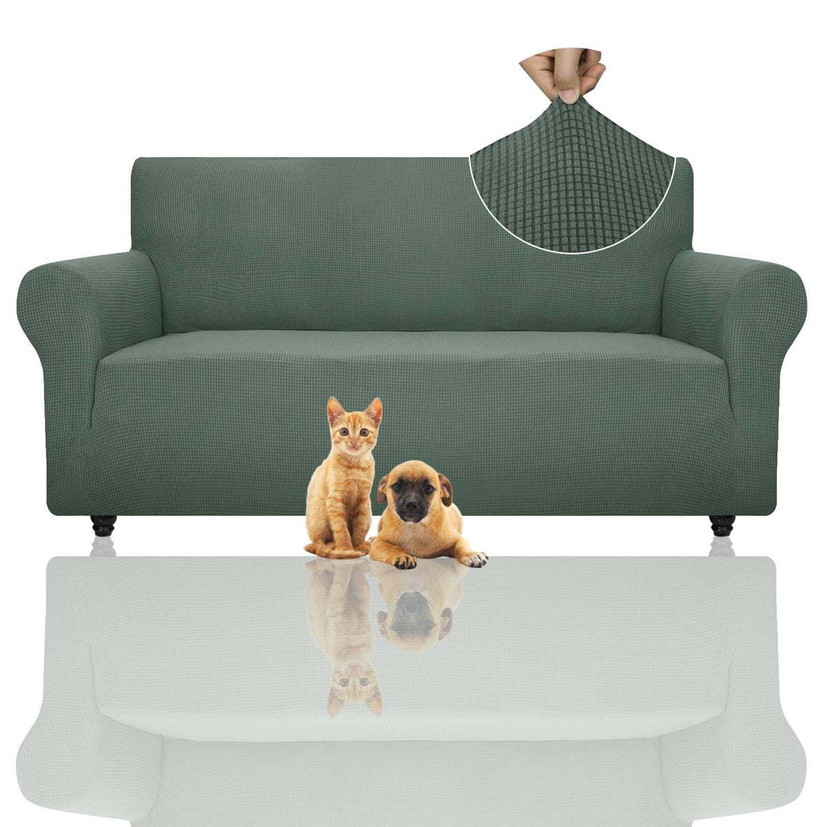 ZNSAYOTX Super Stretch Couch Cover (72"-92") Universal Sofa Covers with Elastic Bottom, Dog Cat Pets Friendly Washable Furniture Protector Fitted Sofa Slipcovers Stay in Place (Dark Grey, Sofa)