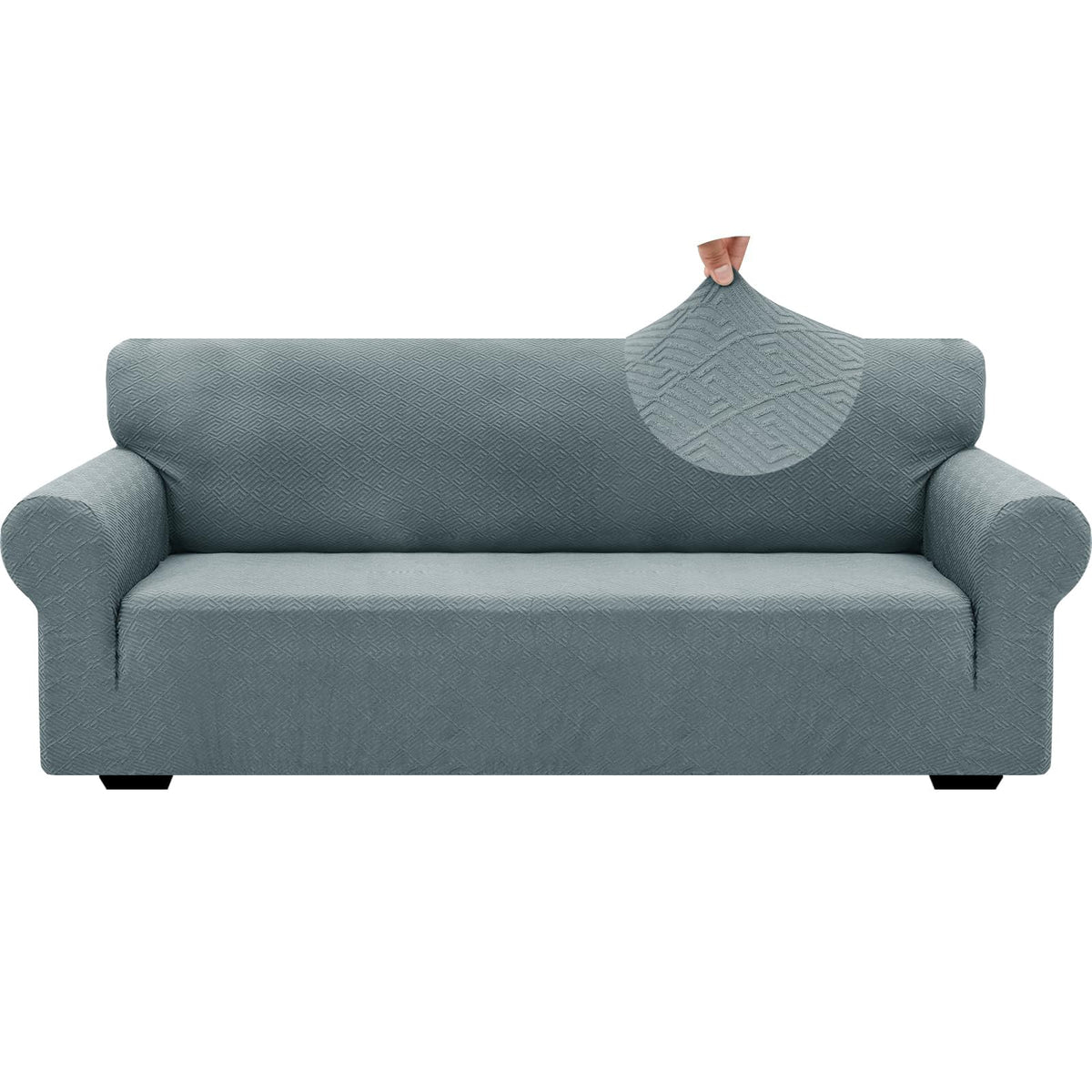 ZNSAYOTX 1 Piece Jacquard Couch Covers for 3 Cushion Couch Living Room High Stretch Sofa Cover Pets Dogs Friendly Anti Slip Thickened Slipcovers Furniture Protector (Sofa, Light Grey)