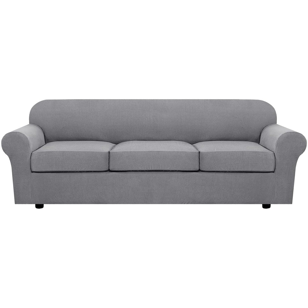 H.VERSAILTEX 4 Piece Stretch Sofa Covers for 3 Cushion Couch Covers for Living Room Furniture Slipcovers (Base Cover Plus 3 Seat Cushion Covers) Upgraded Thicker Jacquard Fabric (Sofa, Navy)
