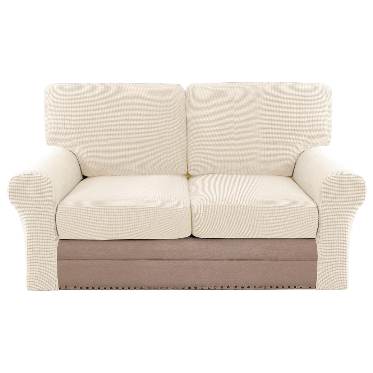 H.VERSAILTEX Multi-Pieces Sofa Covers Stretch Couch Covers Form Fitted Seats and Back Cushions Covers (3 Seat Covers Plus 3 Back Cusion Covers, Bonus 2 Armrest Covers), Sand