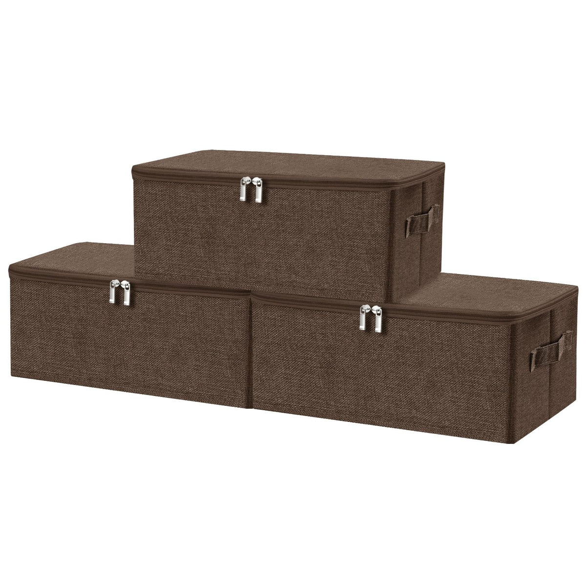 ANMINY Fabric Storage Bins with Zipper Lids, 15"x10"x6", Gray, 1 PCS