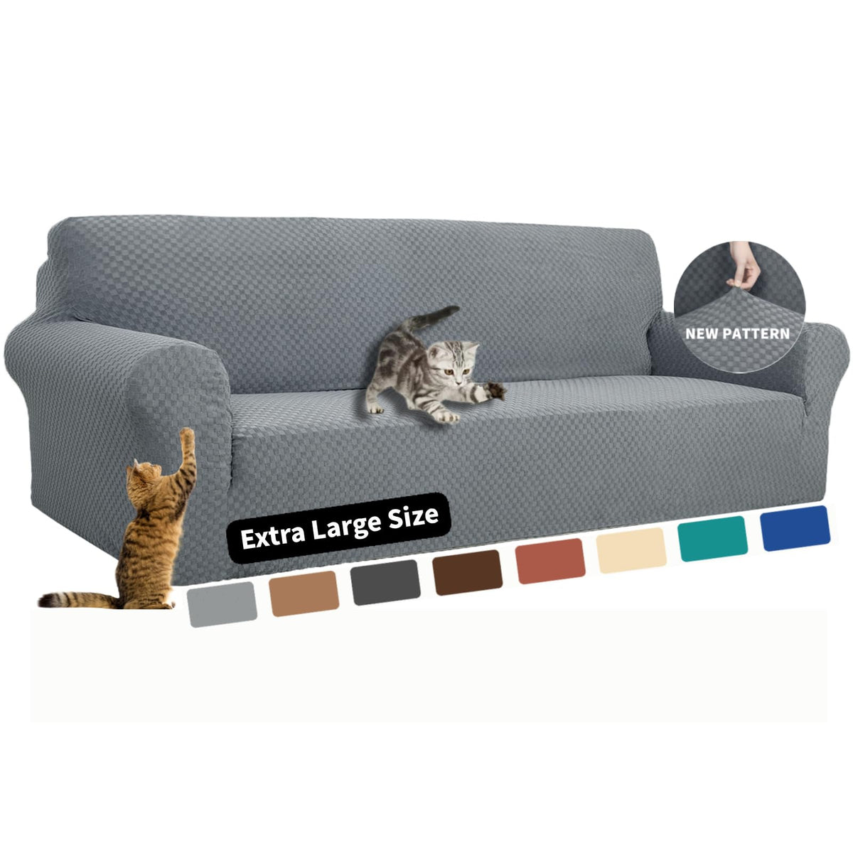 YEMYHOM Couch Cover Latest Jacquard Design High Stretch Sofa Covers for 3 Cushion Couch, Pet Dog Cat Proof Slipcover Non Slip Magic Elastic Furniture Protector (Sofa, Light Gray)
