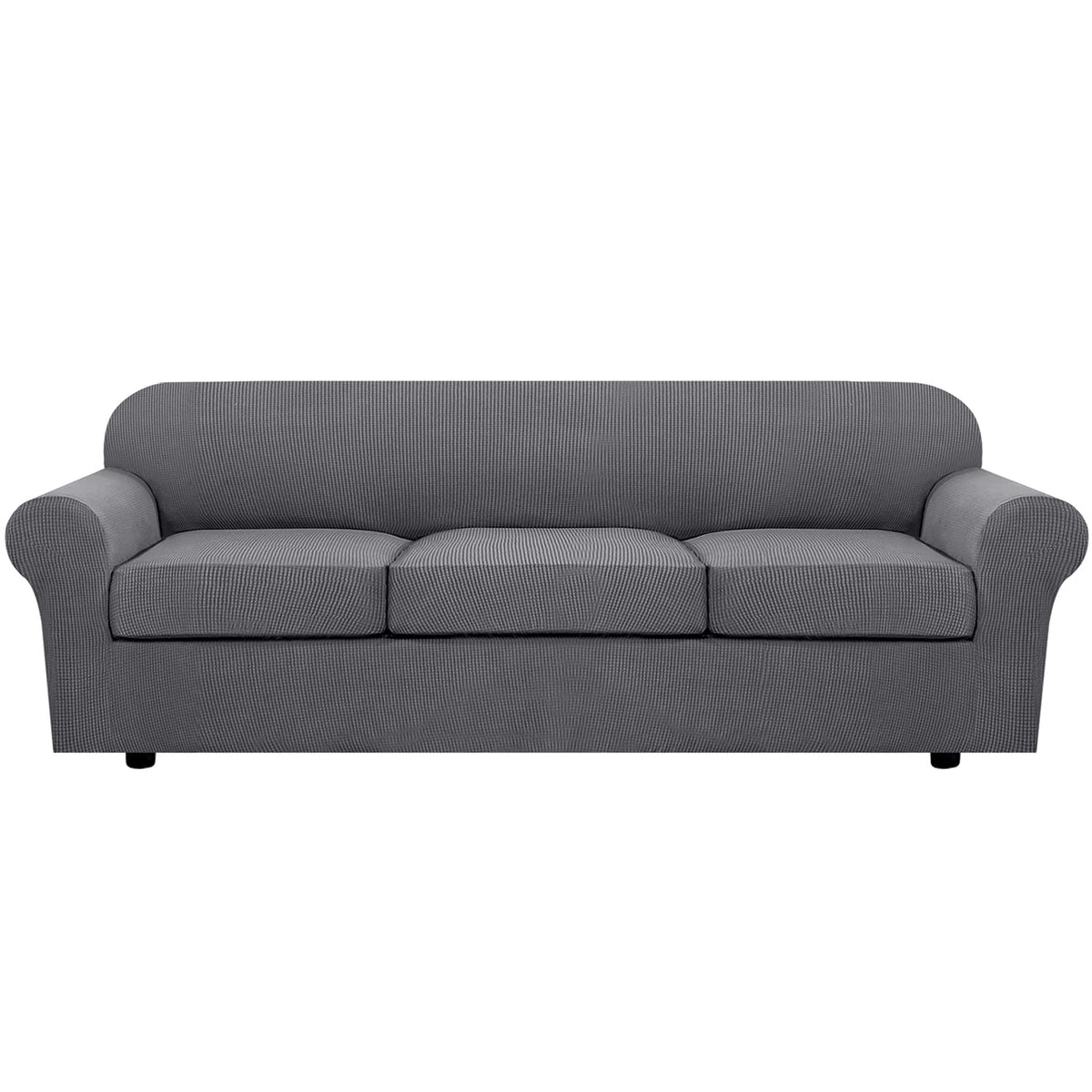 H.VERSAILTEX 4 Piece Stretch Sofa Covers for 3 Cushion Couch Covers for Living Room Furniture Slipcovers (Base Cover Plus 3 Seat Cushion Covers) Upgraded Thicker Jacquard Fabric (Sofa, Navy)