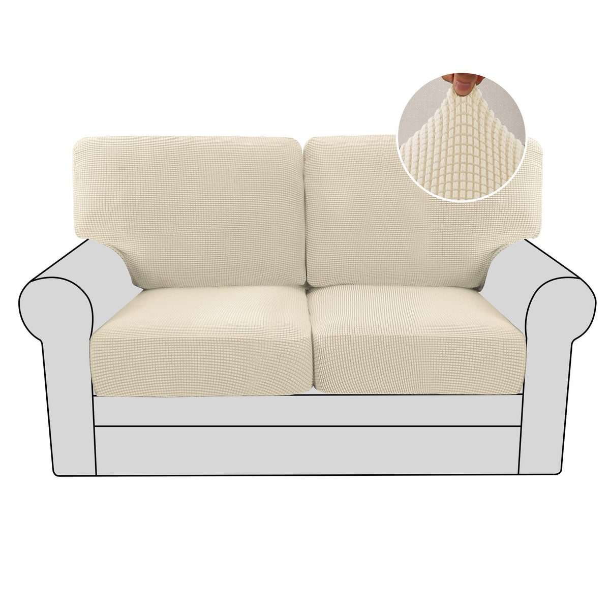 H.VERSAILTEX Multi-Pieces Sofa Covers Stretch Couch Covers Form Fitted Seats and Back Cushions Covers (3 Seat Covers Plus 3 Back Cusion Covers, Bonus 2 Armrest Covers), Sand