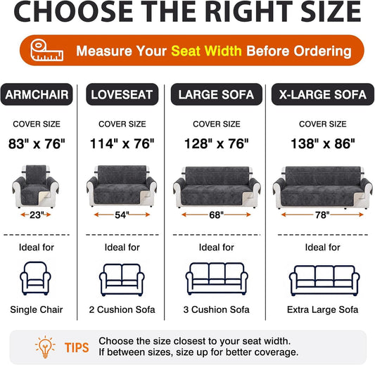 Fixwal Waterproof Flannel Sofa Couch Cover for Dogs, Dark Grey