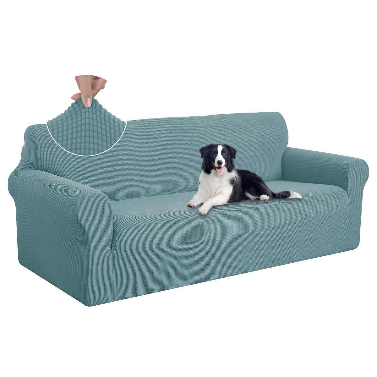 U-NICE HOME Stretch Couch Cover Slipcover for 3 Cushion Sofa, Chocolate
