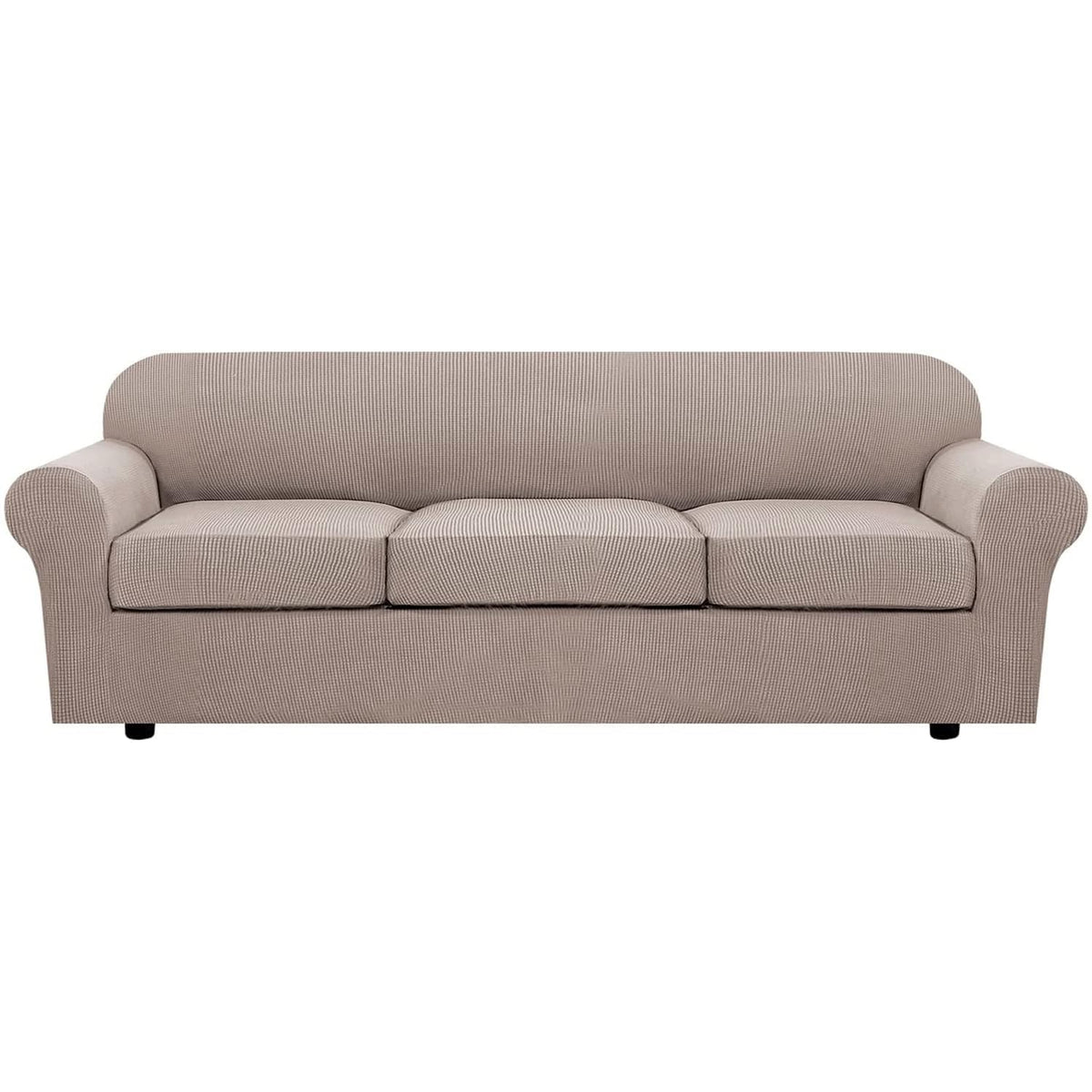 H.VERSAILTEX 4 Piece Stretch Sofa Covers for 3 Cushion Couch Covers for Living Room Furniture Slipcovers (Base Cover Plus 3 Seat Cushion Covers) Upgraded Thicker Jacquard Fabric (Sofa, Navy)