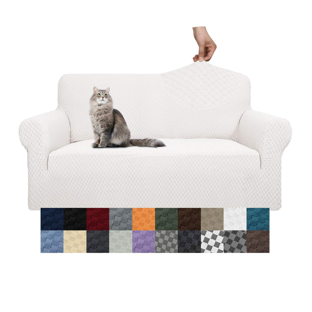 YEMYHOM Couch Cover Latest Jacquard Design High Stretch Sofa Covers for 3 Cushion Couch, Pet Dog Cat Proof Slipcover Non Slip Magic Elastic Furniture Protector (Sofa, Light Gray)