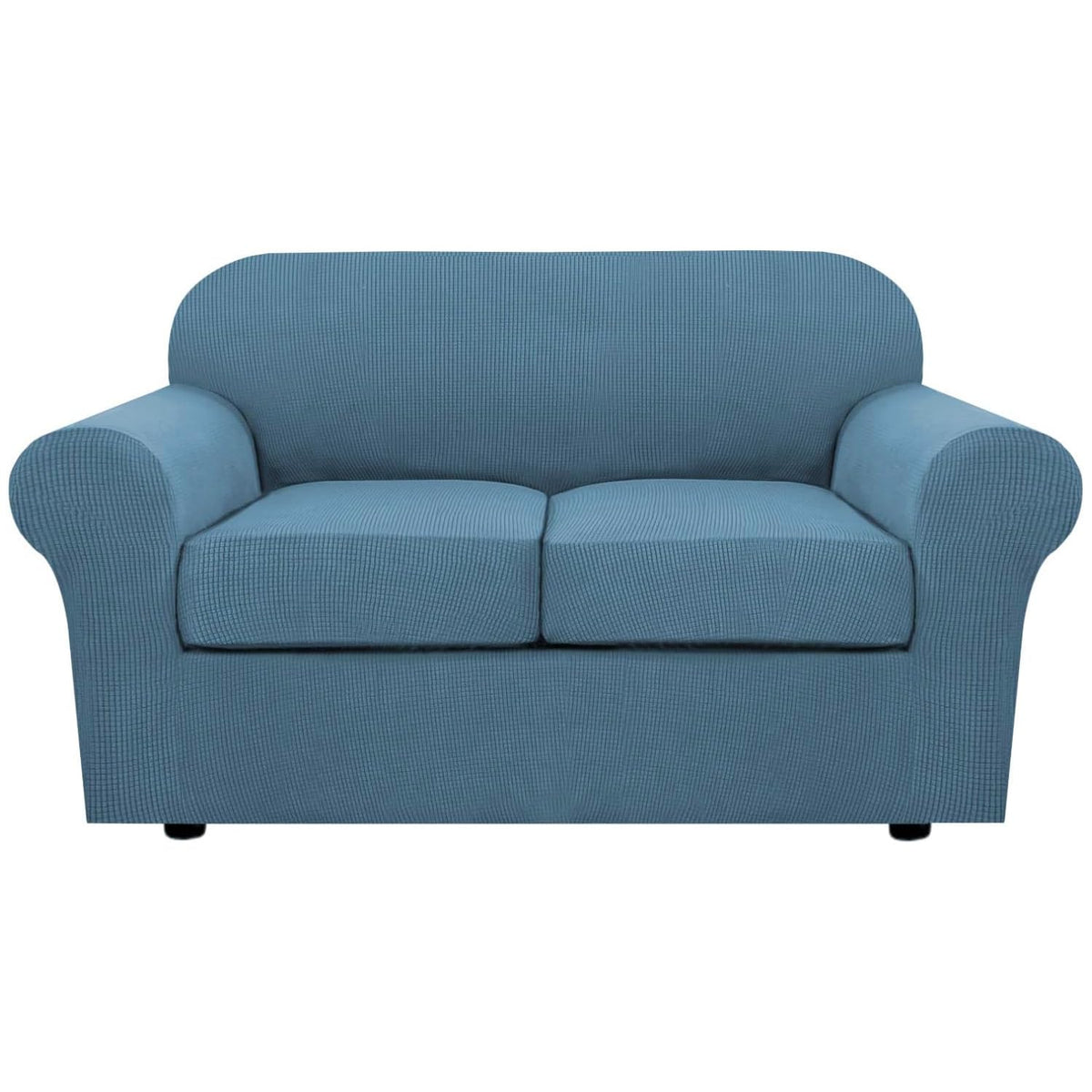 H.VERSAILTEX 4 Piece Stretch Sofa Covers for 3 Cushion Couch Covers for Living Room Furniture Slipcovers (Base Cover Plus 3 Seat Cushion Covers) Upgraded Thicker Jacquard Fabric (Sofa, Navy)