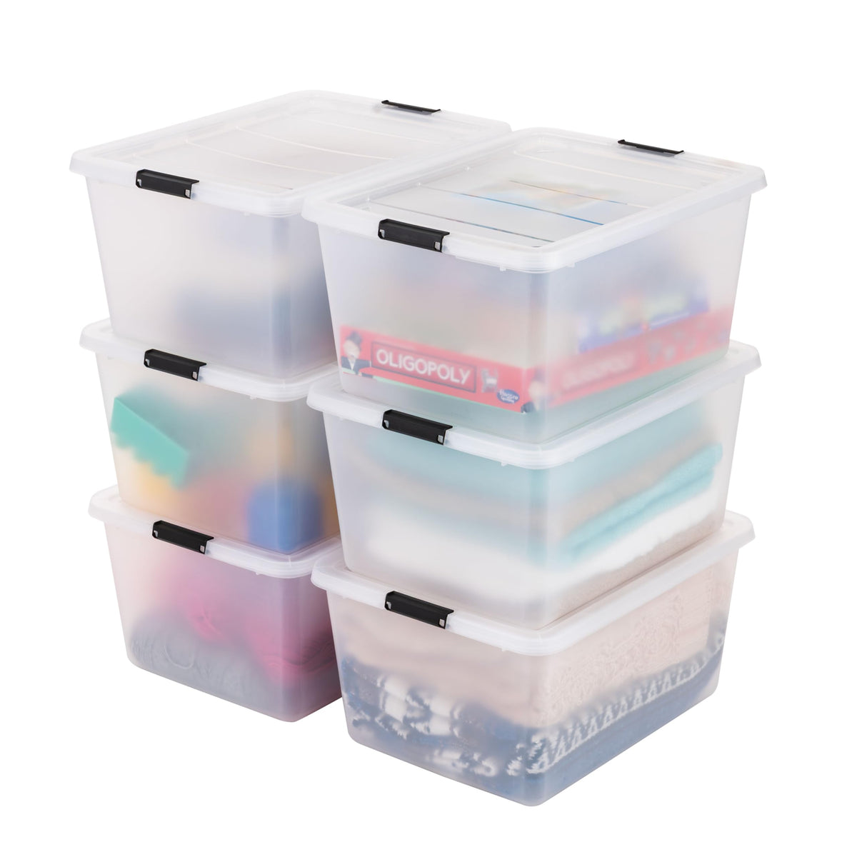 IRIS USA 4-Pack 55 Quart Clip Box with Latching Lid