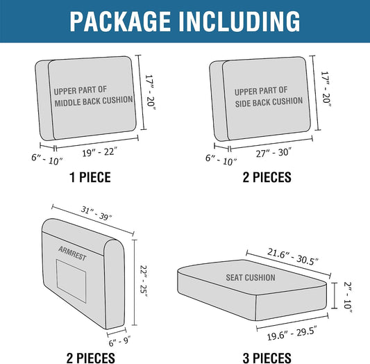 H.VERSAILTEX Multi-Pieces Sofa Covers Stretch Couch Covers Form Fitted Seats and Back Cushions Covers (3 Seat Covers Plus 3 Back Cusion Covers, Bonus 2 Armrest Covers), Sand