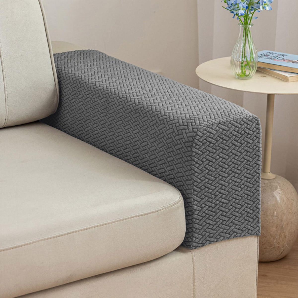 Couch Cushion Covers Sofa Covers Couch Covers for Sofa Pet Friendly Universal Sofa Covers Washable Stretch Slipcovers for Sectional Sofa (Texture Gray,Large Single Seat Cover)