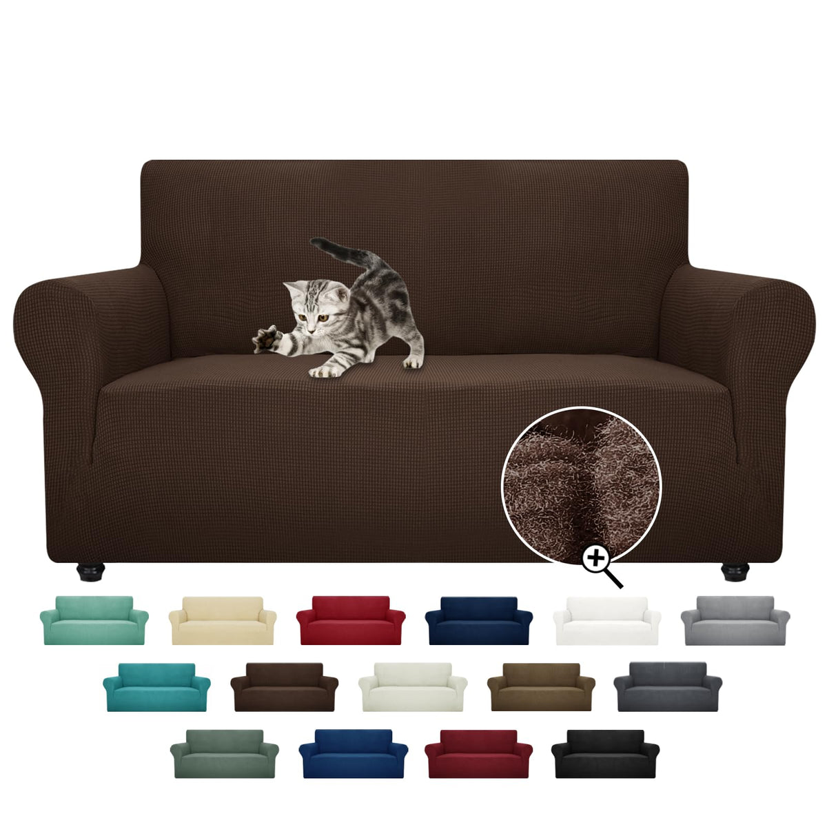 ZNSAYOTX Super Stretch Couch Cover (72"-92") Universal Sofa Covers with Elastic Bottom, Dog Cat Pets Friendly Washable Furniture Protector Fitted Sofa Slipcovers Stay in Place (Dark Grey, Sofa)