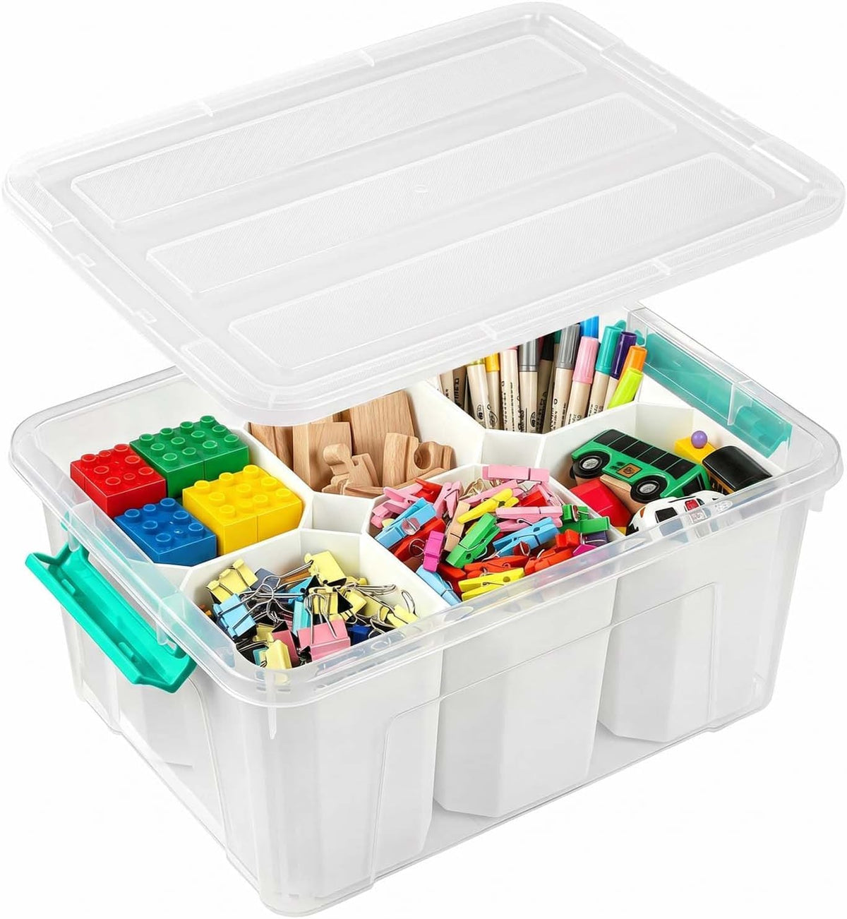 NUMIFUN 7Qt Clear Plastic Storage Bins with Lids,Transparent Design,6 Pack