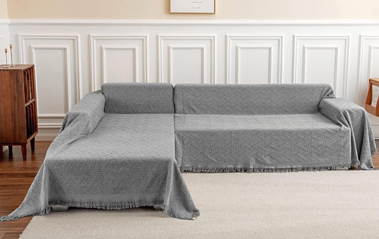 Deep Dream Sectional Couch Covers, 2 Pieces Sectional Sofa Cover, L Shaped Couch Covers, Couch Cover for Sectional Sofa (XX-Large, 71" x 118" + 91" x 134", Dark Grey)