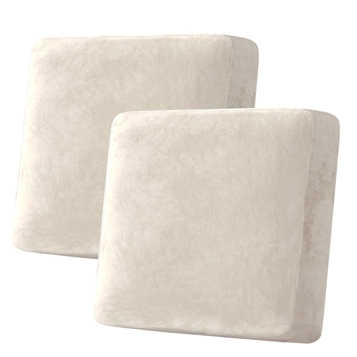 H.VERSAILTEX Velvet Stretch Couch Cushion Cover Plush Cushion Slipcover for Chair Loveseat Sofa Cushion Furniture Protector Seat Cushion Sofa Cover (3 Piece Sofa Cushion Covers, Ivory)
