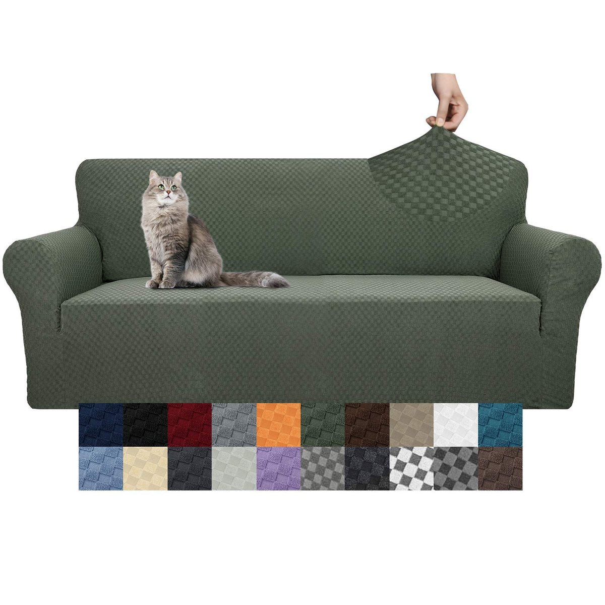 YEMYHOM Couch Cover Latest Jacquard Design High Stretch Sofa Covers for 3 Cushion Couch, Pet Dog Cat Proof Slipcover Non Slip Magic Elastic Furniture Protector (Sofa, Light Gray)