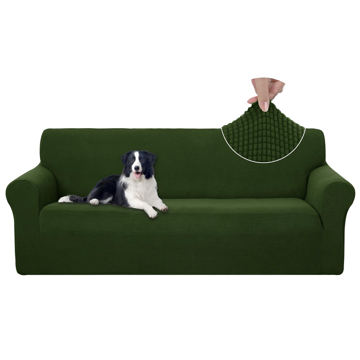 U-NICE HOME Stretch Couch Cover Slipcover for 3 Cushion Sofa, Chocolate