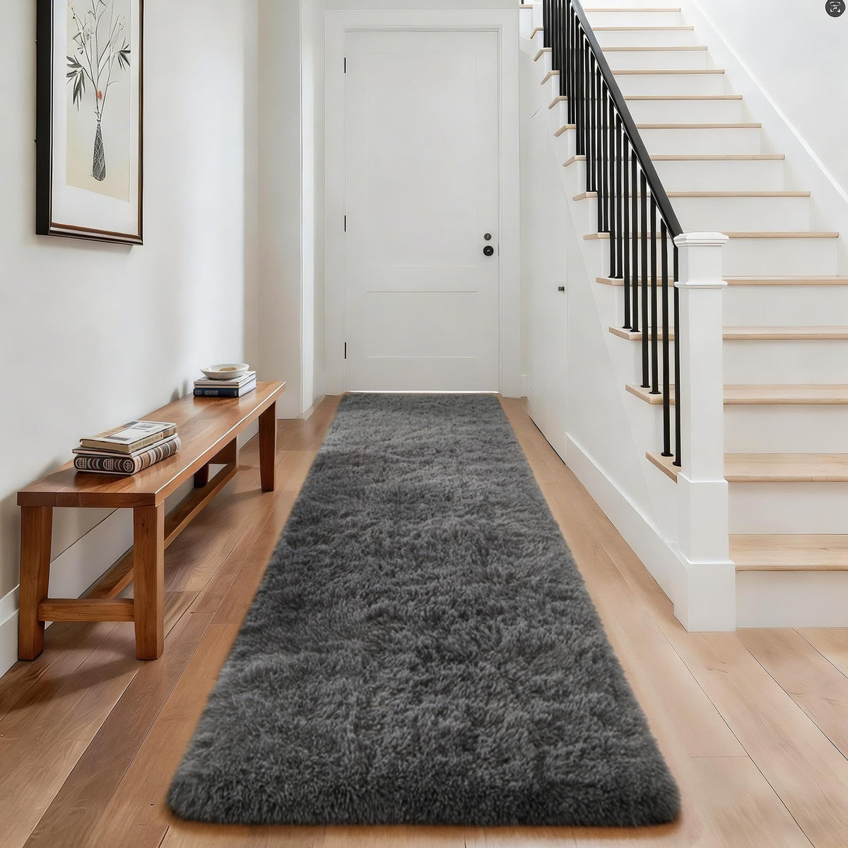 Ophanie Area Rugs 9x12 Living Room, Large Grey Bedroom Carpet, Big Shag Indoor Thick Soft Nursery Rug, Gray Fluffy Carpets for Boy and Girls Room Dorm Home Decor Aesthetic