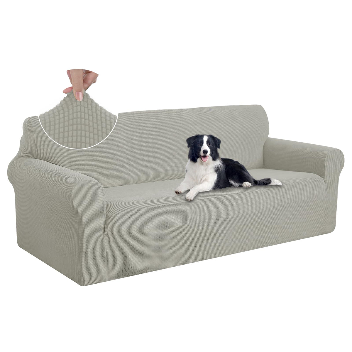 U-NICE HOME Stretch Couch Cover Slipcover for 3 Cushion Sofa, Chocolate