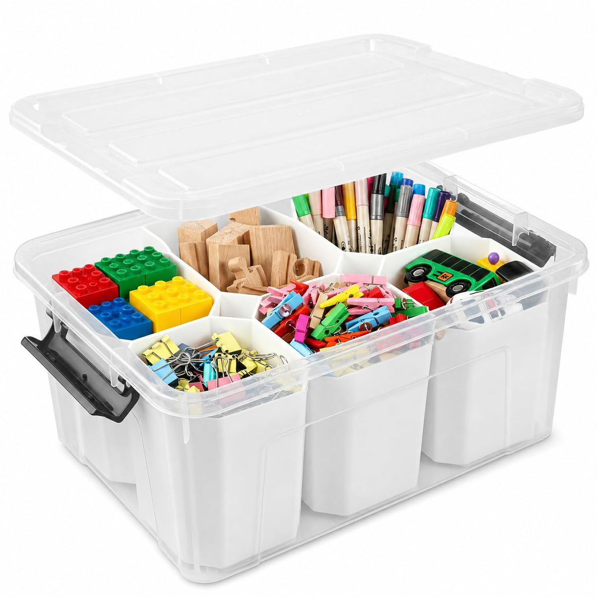 NUMIFUN 7Qt Clear Plastic Storage Bins with Lids,Transparent Design,6 Pack