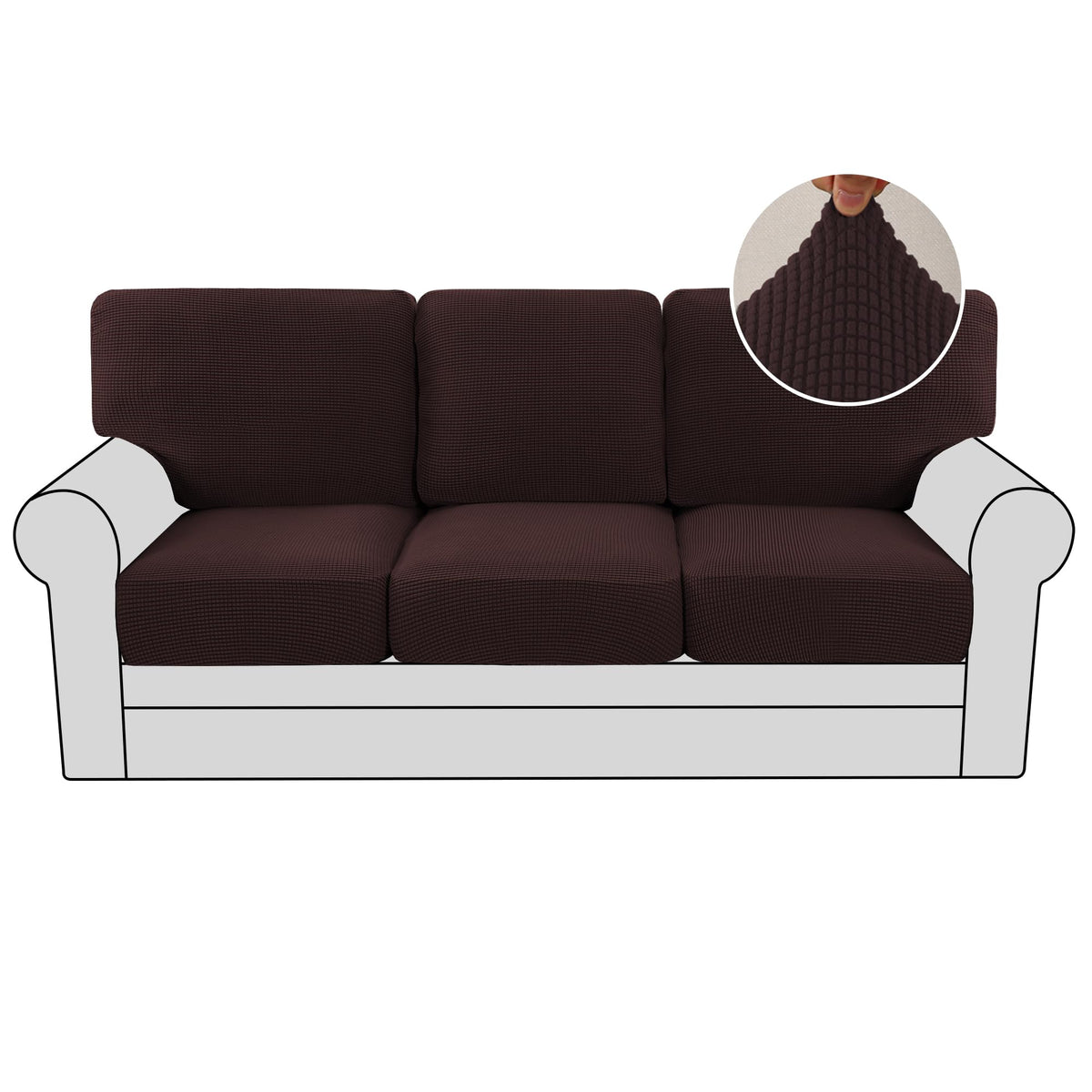 H.VERSAILTEX Multi-Pieces Sofa Covers Stretch Couch Covers Form Fitted Seats and Back Cushions Covers (3 Seat Covers Plus 3 Back Cusion Covers, Bonus 2 Armrest Covers), Sand