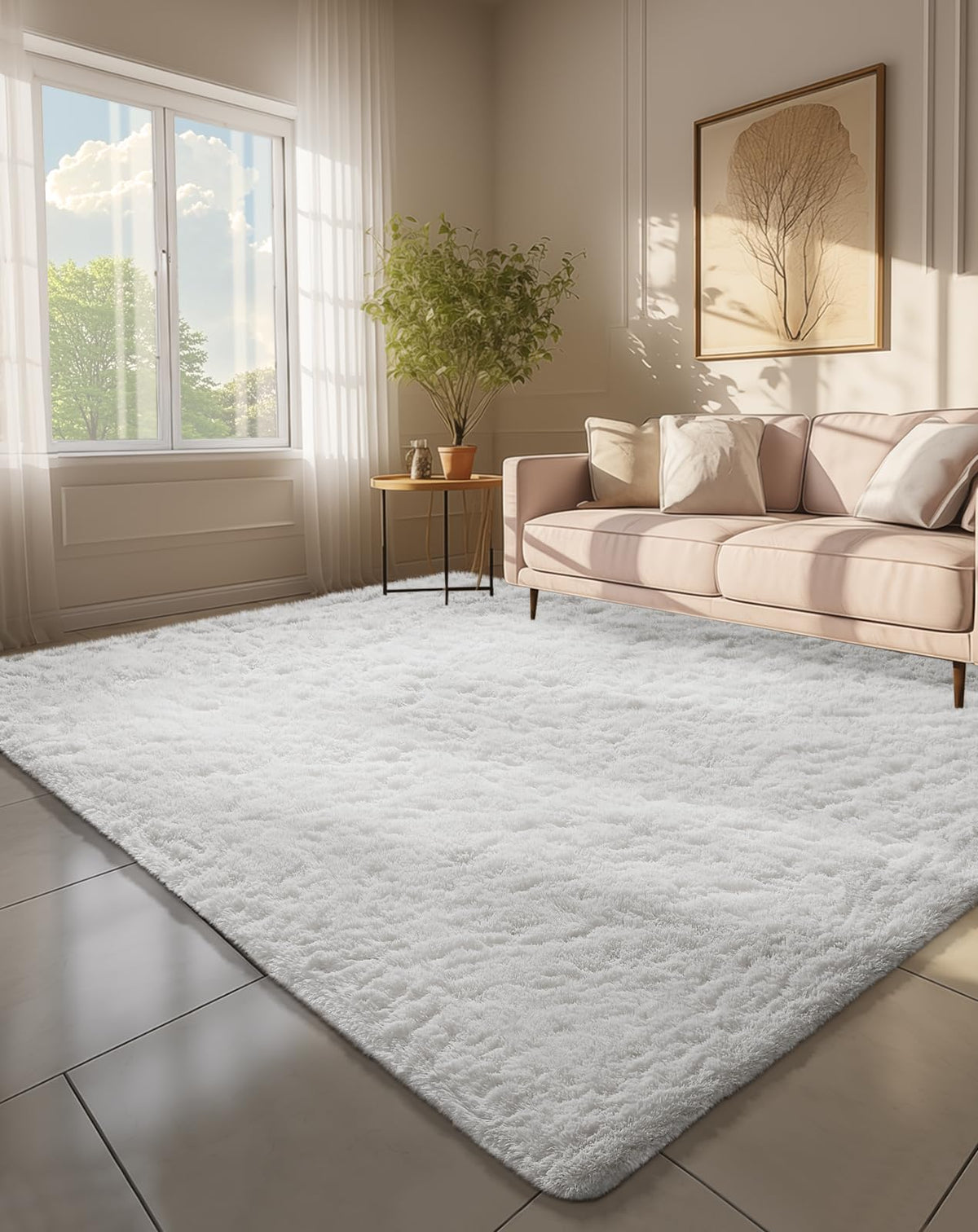 Ophanie Area Rugs 9x12 Living Room, Large Grey Bedroom Carpet, Big Shag Indoor Thick Soft Nursery Rug, Gray Fluffy Carpets for Boy and Girls Room Dorm Home Decor Aesthetic