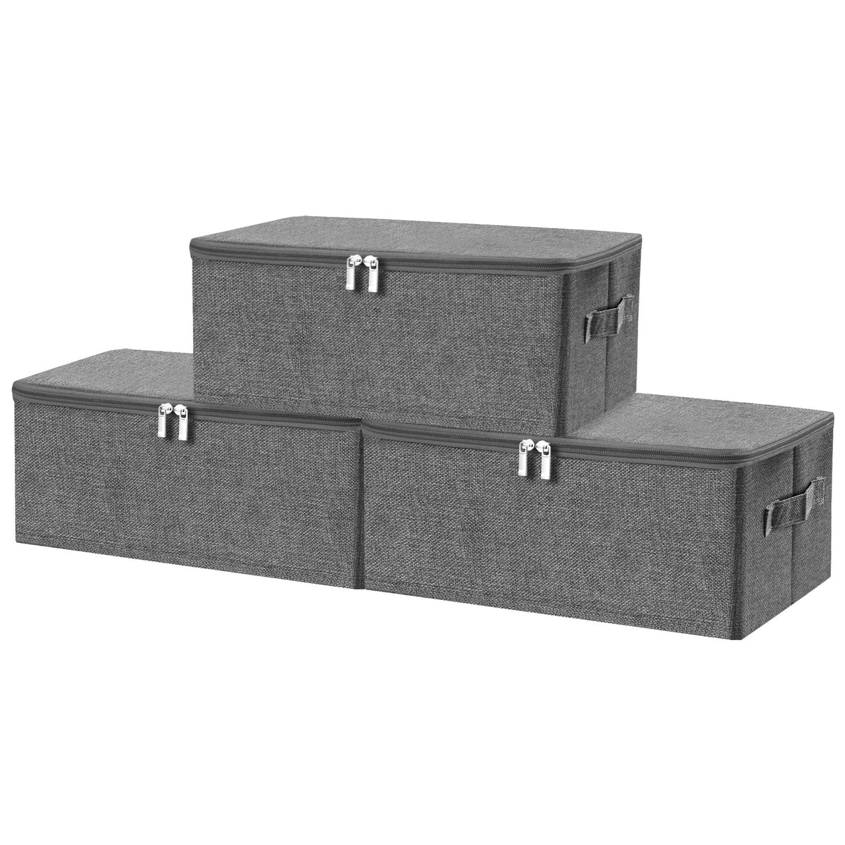 ANMINY Fabric Storage Bins with Zipper Lids, 15"x10"x6", Gray, 1 PCS
