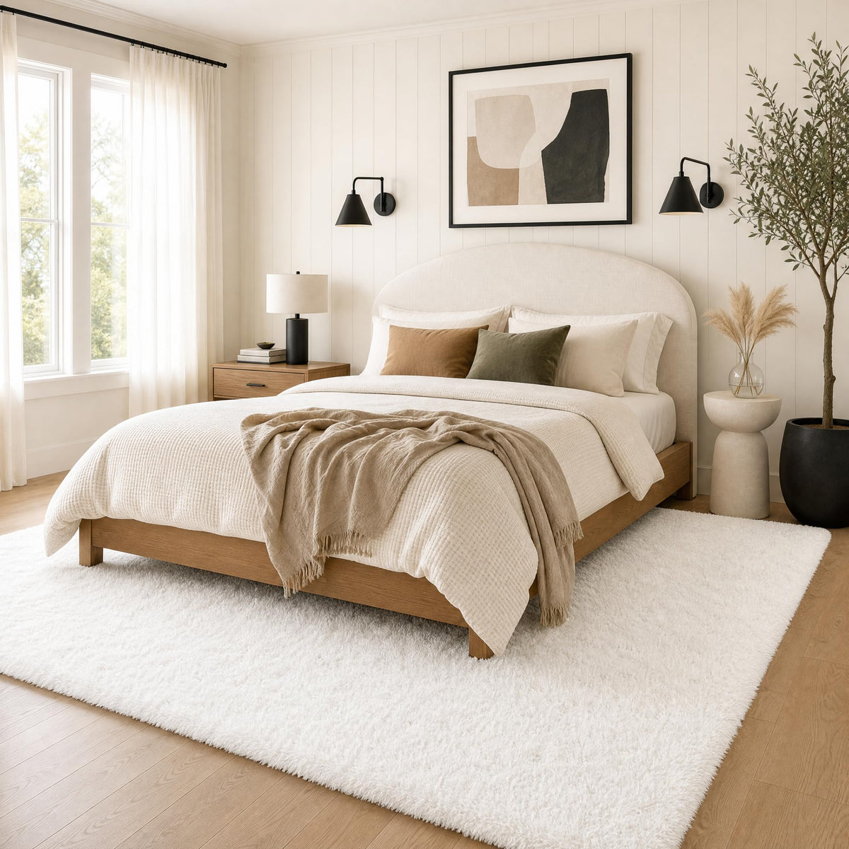 Ophanie 5x7 Area Rugs for Living Room Ivory, Fluffy Shag Large Fuzzy Plush Soft Rug, Shaggy Floor Big Carpets for Bedroom Nursery, Kids Home Decor Aesthetic with Over 99 pcs Pile fibers