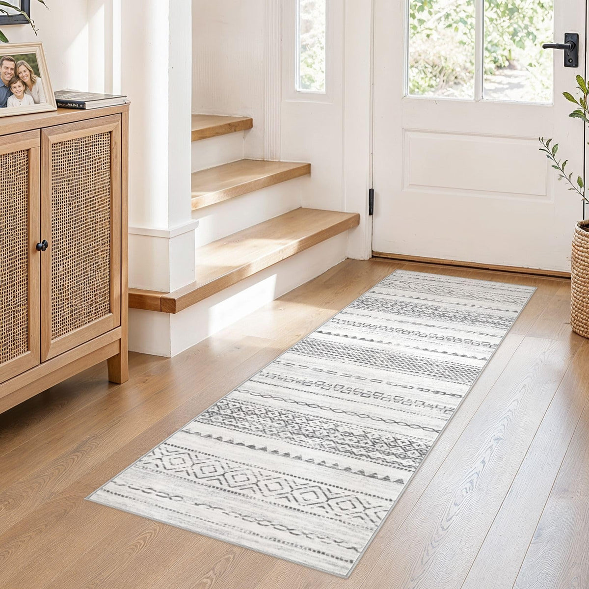 Nakagishi 10X14 Area Rugs for Living Room: Washable Modern Abstract Rug with Non-Slip Silicone Backing Low Pile Soft Carpet for Bedroom & Dining Decor Ideal for Families with Kids and Pets-Brown