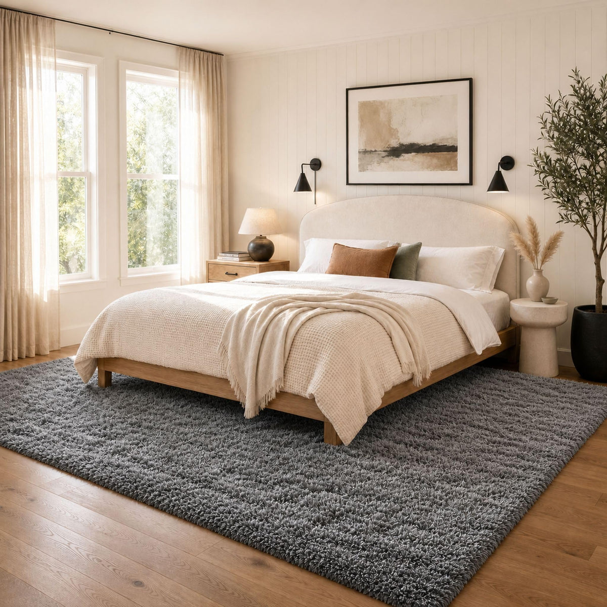 Ophanie Area Rugs for Living Room Bedroom, Washable Non-Slip Fluffy Soft Grey Shag Carpet, Indoor Floor Gray 4x6 Fuzzy Shaggy Living Room Plush Rug for Kids Home Dorm Decor Aesthetic