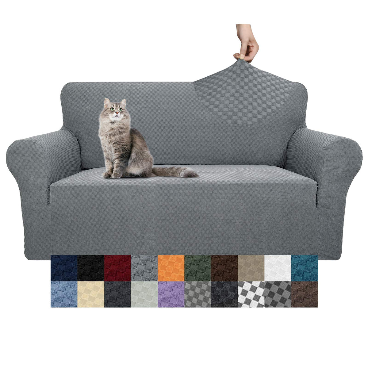 YEMYHOM Couch Cover Latest Jacquard Design High Stretch Sofa Covers for 3 Cushion Couch, Pet Dog Cat Proof Slipcover Non Slip Magic Elastic Furniture Protector (Sofa, Light Gray)