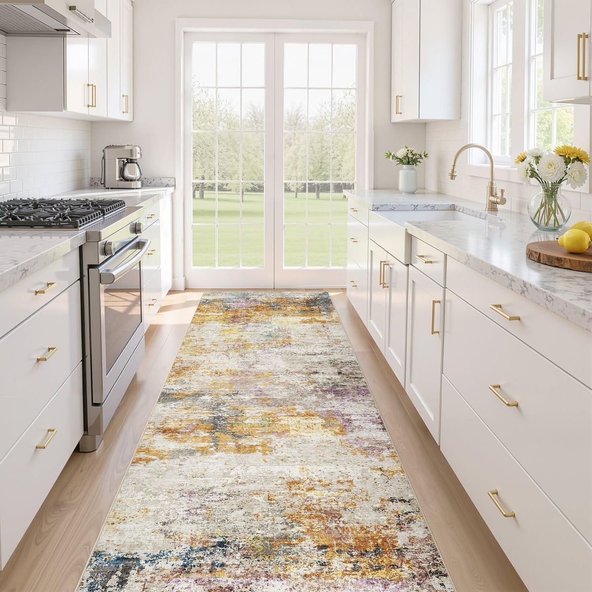 LOONGRUG 6x9 Area Rugs Washable Neutral Modern Abstract Living Room Rug