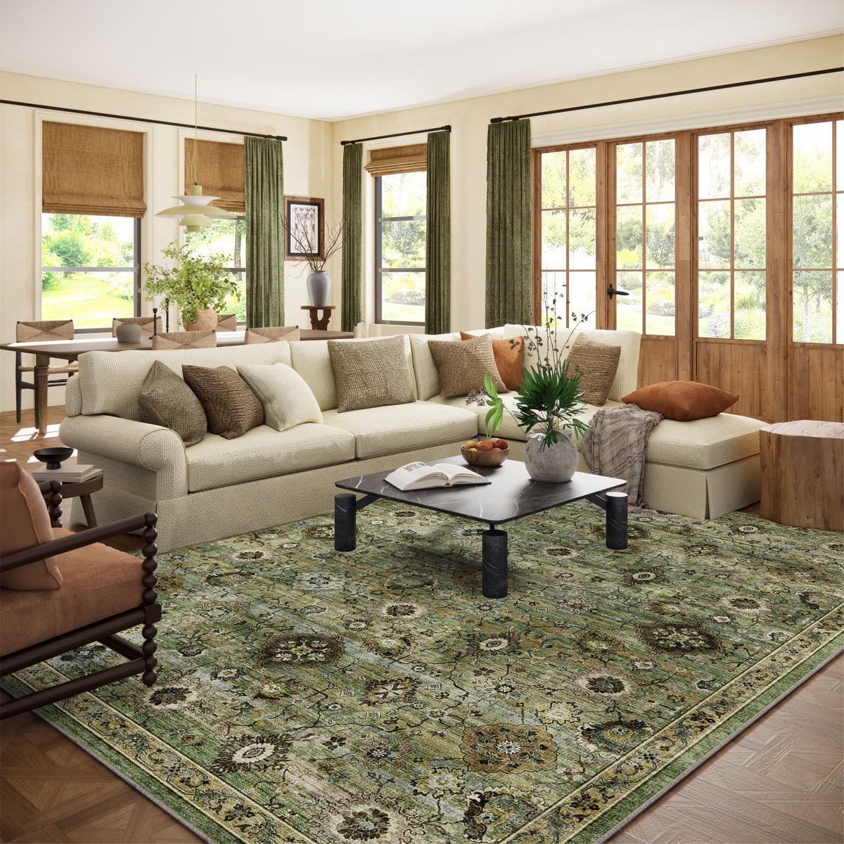 Area Rugs 9x12 Living Room: Washable Bedroom Rug Non Slip Large Boho Carpet