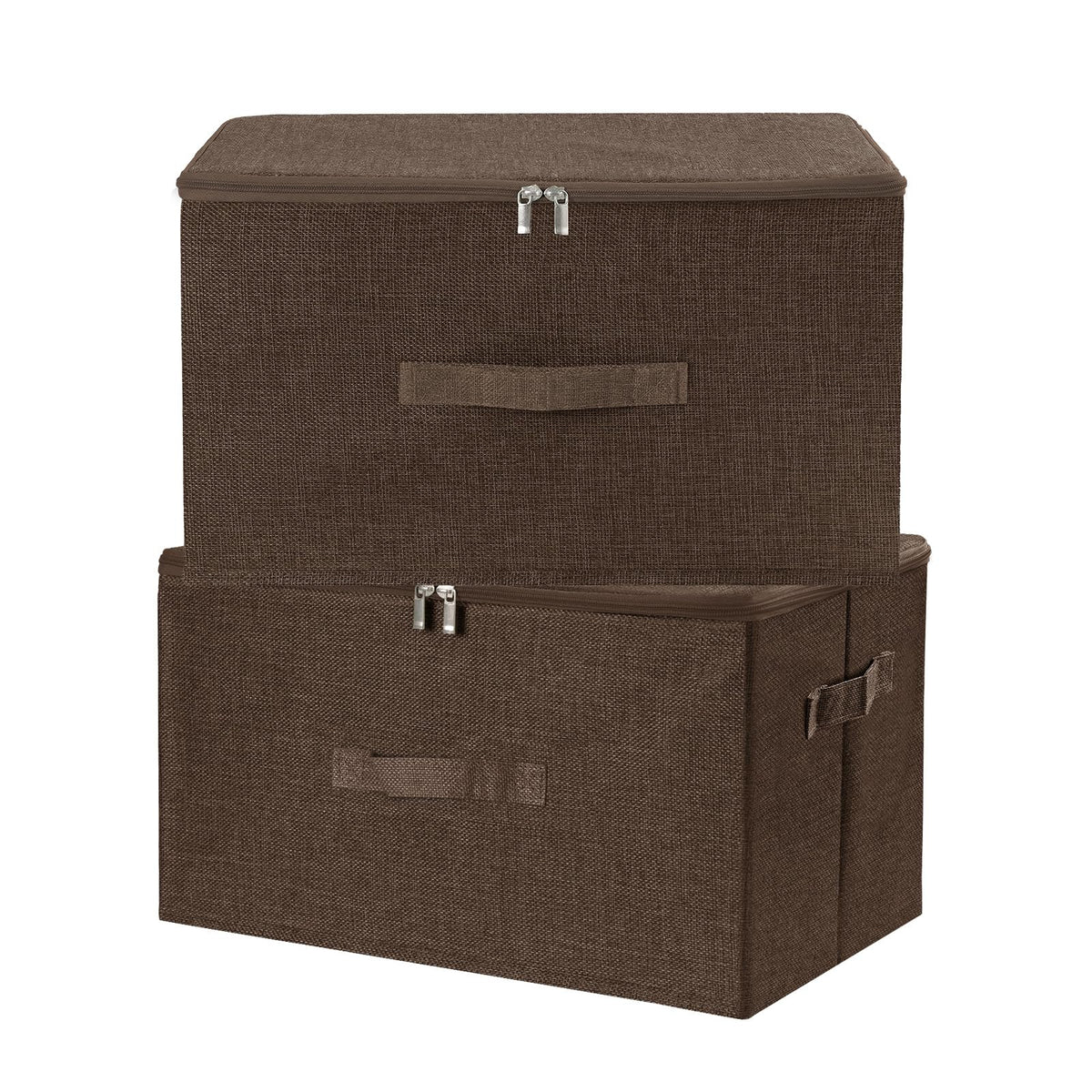 ANMINY Fabric Storage Bins with Zipper Lids, 15"x10"x6", Gray, 1 PCS